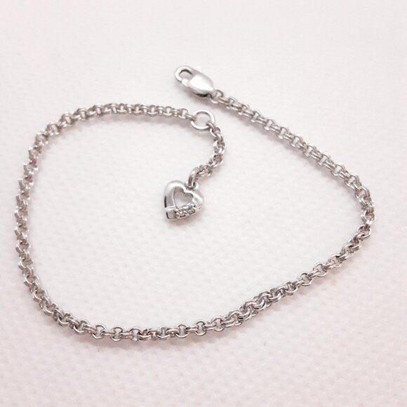 New sweet baby link bracelet with heart charm and diamonds - Picture 3 of 10